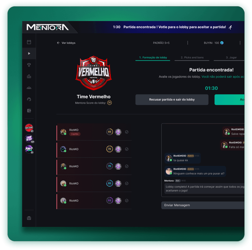Hub match de Valorant Mentora - Jogue os maiores campeonatos amadores de Valorant do Brasil